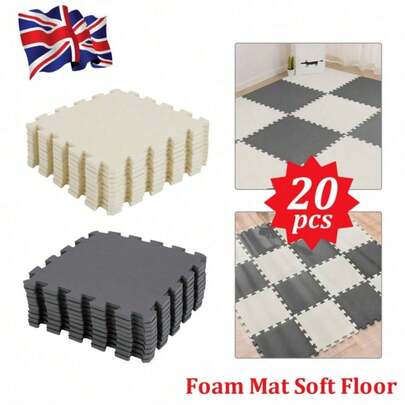 20 Large Soft Foam EVA Kids Floor Mat Jigsaw Tiles Interlocking Garden Play Mats