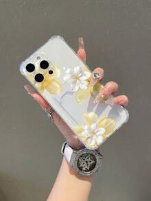 Ốp lưng điện thoại TPU trong suốt chống sốc hình hoa ly vàng, 1 chiếc, có thể dùng làm quà tặng ngày lễ, tương thích với iPhone XS/XS Max/XR/11 12 13 14 15 16 Pro/17/Pro Max/14 15 16 Plus, có ngăn đựng thẻ. - Trong sáng - Xem 4