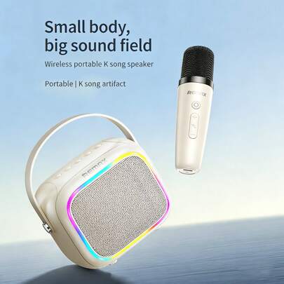 Mini Karaoke Machine, Christmas/Birthday Gift, Portable High Volume Bluetooth Speaker With Wireless Microphone, Bluetooth+TF Card+AUX Input, Multiple Voice Effects, Mini Speaker Microphone Karaoke