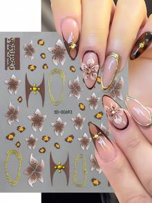 1 Tờ Hình Dán Móng Tay Họa Tiết Da Báo, Hình Dán Móng Tay Kiểu Pháp, Hình Dán Hoa Nổi 5D, Hình Dán Móng Tay Tự Dính, Trang Trí Móng Tay Cho Nữ, Dụng Cụ Làm Móng - Nhiều màu - Xem 2