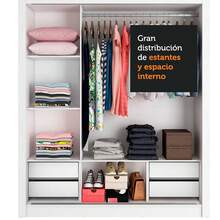 Ropero Closet Madesa Lyon Plus 3 Puertas Con Espejo Color Blanco - Blanco - Ver 7