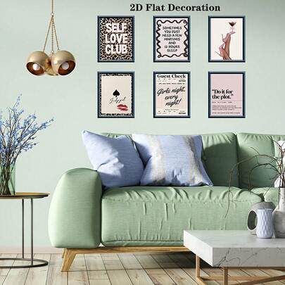 6 Pieces Leopard Painting Posters Cocktail Hanging Painting Quotes Wall Picture Wall Arts Aesthetic Wall Prints Home Room Decoration Stuff Living Room Wall Decor No Frame