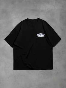 1pcs Womens Crew Neck T Shirt Vintage Surf Style Ron Jonn Shark Graphic Print Short Sleeve Summer Breathable Cotton Tee Double Side Print For Family Gatherings Summer Trips And Festive Occasions - Black - View 2