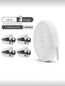 8mm Wide Elastic No-Tie Shoelaces, White, Suitable For Sneakers, Casual Shoes, White Shoes, Basketball Shoes, Running Shoes, Training Shoes, Unisex Shoe Accessories - White - View 8