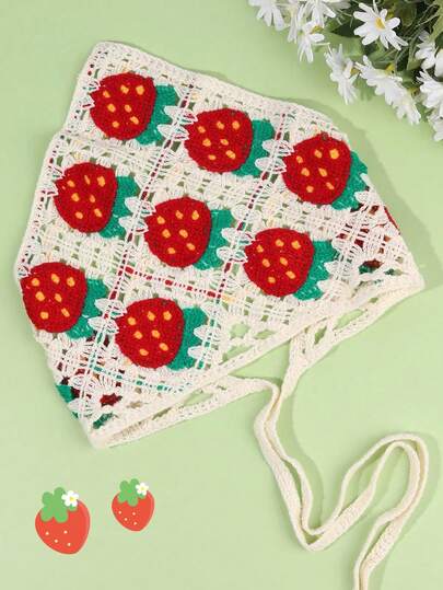 1pc Girls' Daisy Headband, Triangle Scarf Headband Scrunchie, Countryside Elegant Headwrap, Woven Accessory For Teens