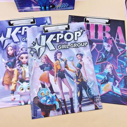 DOBBLE 1pc K-POP Witch Girl Group Merchandise Cartoon Creative Student Memo Board, Drawing Board, Storage Clip, File Folder (Random Style)