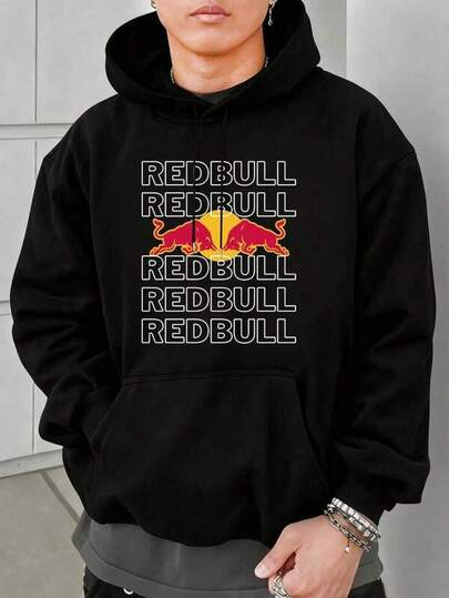 Men's Heavyweight Hoodie With Red Bull Logo Print, 310g Polyester Blend, Long Sleeves With Pockets And Adjustable Drawstring Hood, Casual Travel Souvenir, Durable Leisure Wear, Comfortable Fit For Autumn And Winter, Ideal Gift For Men, Unisex Graphic Hoodie, Black Long Sleeves With Drawstring And Pockets, Warm Cotton Hoodie For Autumn/Winter, Classic Fit, Japanese Manga Hoodie, Vintage Pullover, Custom Printed Casual Unisex Hoodie, Japanese Anime Design Hoodies, Hoodies For Anime-Themed Parties, Urban Style Hoodies, Perfect Gift For Parties/Festivals. Friends/Couples/Parties, Everyday Comfort, Casual And Comfortable Clothing, Urban Style, Suitable For Daily And Weekend Wear. No. 007
