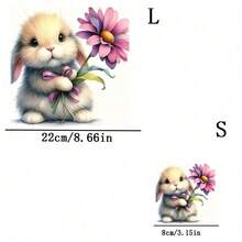 1pc/2pcs/3pcs Rabbit With Flowers Heat Transfer Patch, Durable Long-Lasting Iron-On Sticker For DIY T-Shirt, Sweatshirt, Jeans, Hoodie, Backpack, Jacket, Handbag, Pillow - 3PCS-s - View 4