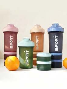 Portable 3-Tier Shaker Cup Compatible With Storage Clear Sports Water Bottle For Women Cute Fashion Water Bottle Perfect For Yoga Large Capacity Portable Cup Coffee Cup Mother's Day Water Bottle Teacher Appreciation Gifts Mothers Mugs Mother Gift Ideas Cups With Lids And Straw - Multicolor - View 4
