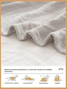 1 件 100% 纯棉针织毯 - 轻盈透气格子设计 | 四季皆宜 | 可机洗 | 夏季及夜间出汗时的理想之选 | 现代柔软质感毯子，现代家居装饰，简约易打理面料 - 太空灰 - 查看 9