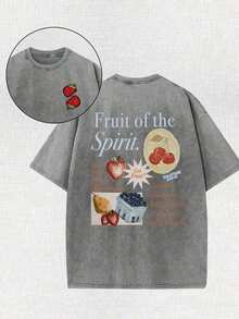 Summer Topssummer Tops 2026WeStyle Hub Valentine's Day 1 PcsFruit Of The Holy Spirit Christian Faith Religious Printing Vintage Washed T-Shirt, 230G, Retro Street Style. Simple And Versatile, Pure Cotton Is Of High Quality, Novel And Fashionable, And It Is A Must-Have Fashion T-Shirt For Spring And Summer. 180g 100% Cottongraphic Tees Womensummer Clothes Washed Cotton - Xám - Xem 12