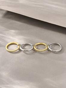 Elegant Multilayer Linked Rings, Suitable For Daily Wear, Dates, Parties And Gifts, Summer Gold And Silver Rings - Multicolor - View 3