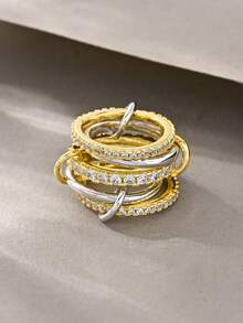 多层环扣戒指，优雅奢华戒指，适合日常佩戴、约会、派对和送礼，夏季佳品 - 彩色 - 查看 1