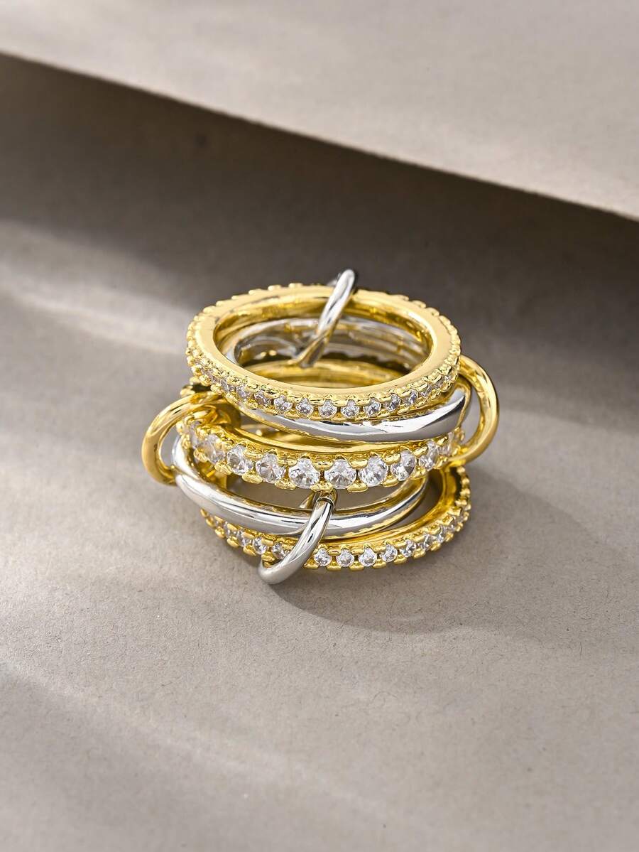 多层环扣戒指，优雅奢华戒指，适合日常佩戴、约会、派对和送礼，夏季佳品 - 彩色 - 查看 1