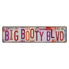 Vintage Big Booty Blvd Metal Street Tin Sign 16x4 Inch Rustic Wall Plaque Pre-Drilled Holes Easy Hang Retro Decor For Bar Garage Man Cave Party Funny Novelty Gift - Multicolor - View 2