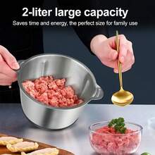SPZTJK Food Processor With 2 Bowls, 2L Meat Grinder For Baby Food, Meat, Onion, Salads, Nuts, Vegetables Chopper, 2 Speed Food Processor Electric Vegetable Chopper, Garlic Press, Food Chopper, Masher, Stainless Steel Bowl+PC Bowl, Electric Dough Mixer - US A Type Plug(110-127V) - View 13