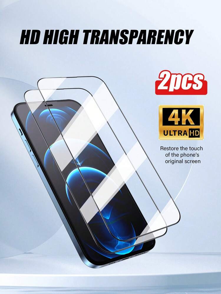 2pcs Compatible With IPhone Models, High-Definition Black Edge Anti-Scratch Tempered Glass Screen Protector, Anti-Scratch, Anti-Collision, Anti-Fingerprint, Compatible With IPhone11/12/13/14/15 Pro Max/16 Pro Max/17 Pro Max - Clear - View 41