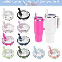 2 Pack 30 Oz Tumbler Flip Straw Lid Replacement Compatible For  , Leak Proof Lid Replacement For 30 OZ  H2.0  Tumbler,Spill Proof Splash Reusable (Sky Blue) - 天藍 - 查看 7