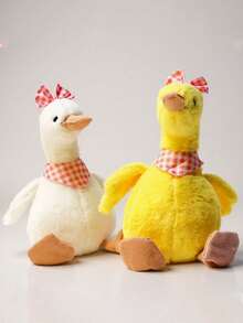 1pc Duck Shaped Squeaky Chew Toy, Durable Teething Toy, Cute Yellow Bow Tie Duck Toy, Yellow & Orange Plaid Bow Toy, Interactive Chewing Toy, Interactive Squeaky Pet Toy, Dental Cleaning Chew Toy, Suitable For Small/Medium/Large Dogs, Provides Mental Stimulation & Entertainment, Helps With Teething, Satisfies Curiosity, Offers Companionship & Fun, Helps Relieve Pet Anxiety & Stress - Multicolor - View 9