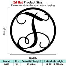【墙面雕塑】1个45厘米/17.72英寸2D扁平字母T艺术装饰吊坠，铁艺工艺，现代风格，复古风格，惊艳的家居装饰，客厅，卧室，办公室。 - 彩色 - 查看 11