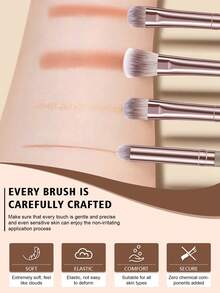 8 Soft Makeup Brushes, Including Contour Brushes, Nose Contour Brushes, Eyeshadow Brushes, Eyebrow Brushes, Lip Brushes, And Detail Brushes-Ideal For Beginners, Professional Makeup Application, And Novice Beauty Practice. - Multicolor - View 7