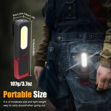1pc Portable LED COB Emergency Flashlight With Magnet & Hook, Rechargeable Work Light With 3 Modes, Adjustable Angle, Waterproof - Multicolor - View 11