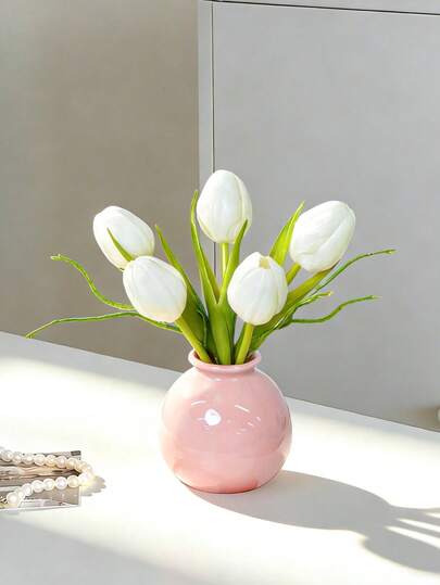 5pcs Lifelike Tulip Flowers, Real Touch Floral Home Decor, Vase Filler Suitable For Living Room, Bedroom, Car, Ramadan Decoration