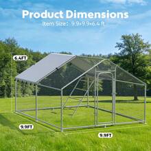 Predator-Proof Walk-In Poultry House With Metal Outdoor Activity Area, Featuring Waterproof And UV-Resistant Canopy And Five-Tier Perching System. Suitable For Chickens, Ducks, Rabbits, And Geese. - Bạc - Xem 3