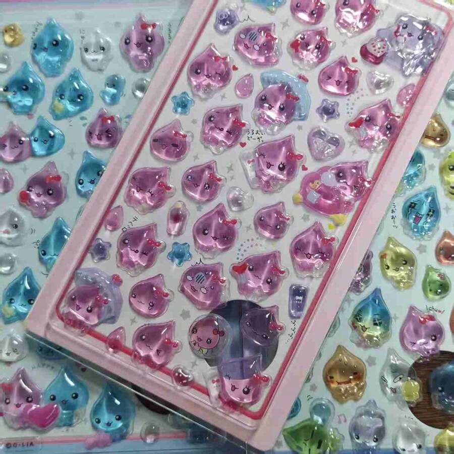 1pc 2026 Hot Japanese Manga Cute And High Beauty Cartoon Periphery, Fun Suspension Stickers Dopamine Girl Heart Cute And Cute Little Water Drop Stickers - Multicolor - View 1