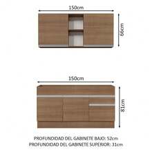 Cocina Integral 150cm Glamy Madesa 02 Color Marrón - Marrón - Ver 3
