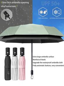 1pc Automatic Umbrella, Thick & Large Folding Umbrella, Dual Use Sunshade & Rain Umbrella, UV Protection For Women & Students - As Shown - View 2