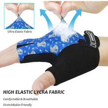 Guantes de ciclismo para niños, almohadillas de gel para bicicleta con medio dedo, para niños y niñas de 2 a 11 años, guantes de bicicleta de carretera y montaña - Azul / Patchwork - Ver 7