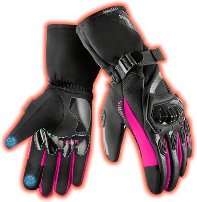 Guantes de Motocicleta para Invierno, con Pantalla táctil, Impermeable, Resistente al Viento, Térmicos para Nieve, Ciclismo, Correr, Motocicleta, Conducir - Hombre y Mujer