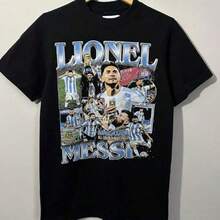 Lionels Messis Argentina All Time Goal Scorer T Shirt Size Small Oversized Black - 黑色 - 查看 6