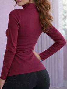 Women Blouses & Shirts - 酒紅色 - 查看 2