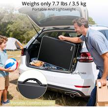 Anbte Mesa de camping plegable, mesa portátil de 36 x 24 pulgadas, altura ajustable máxima 28 pulgadas, con red de almacenamiento, mesa plegable de aleación de aluminio, ligera, asa portátil para viajes, exteriores, patio trasero (negro) - 1 - Ver 9