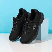 Skechers 女士轻便休闲鞋，SPORT 女士一体式套脚运动鞋，软底步行鞋 12980-BBK - 全黑色 - 查看 2