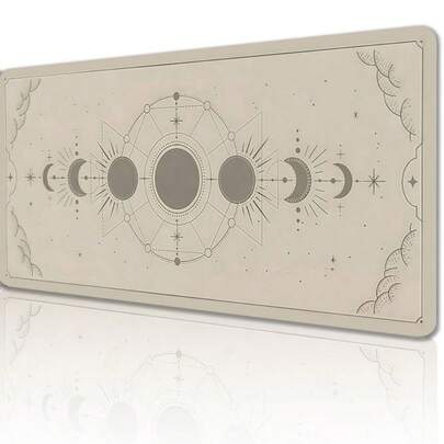 [35.4x15.7 Inch Oversized Mouse Pad] 1pc Celestial Aesthetic Oversized Mouse Pad, Mystic Moon Space Design, Non-Slip Rubber Base, Stitched Edge, Rectangular Desk Mat For Gaming And Office