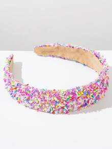 1 chiếc băng đô đính đá lấp lánh tinh tế, thích hợp để đeo hàng ngày. - FG734-Tím - Xem 2