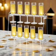 Elegant Acrylic Champagne Tower Wine Glass Rack, Modern Transparent Display Stand For Parties Weddings Celebrations Christmas - Multicolor - View 1
