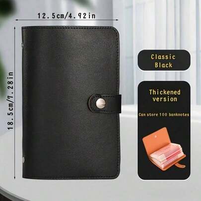1 Cash Storage Notebook With Chain Accessories, Can Hold 100 Banknotes, Banknote World Currency Collection Binder, Portable Cash Holder, Banknote Holder, Money Protector For Commemorative Banknotes, Tickets, Stamp Collection, Inner Page 50 Pages