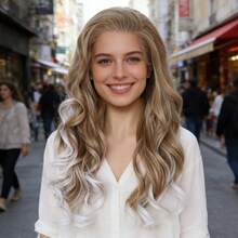 长卷曲灰金色渐变铂金色、蜂蜜金色渐变紫色耐热合成蕾丝前假发，蓬松波浪，无胶自然发际线，适合女性日常、派对、角色扮演，柔软蓬松，逼真长卷发，13*1.5自由分缝高清蕾丝假发，高密度 - 彩色 - 查看 14