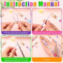 564 Pcs DIY Bead Keychain Kit Key Chain Making Craft Adjustable Letter Beads String Mama Sport Gift Alphabet Jewelry Backpack Accessories Holiday Party Favor (Flower, Clear Color) - A - View 2