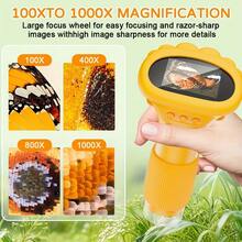 Digital Microscope 1000X Portable Pocket Microscope 1080P HD 5.08 Cm IPS Screen USB Microscope With 8LED Computer Microscope Electron Biological Gifts For Christmas Birthday - Yellow - View 4