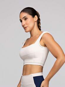LOT FITNESS Women's Fitness Set: Gym Top With High Support And Shorts With Pockets - Frame - Sand - View 6