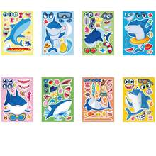 Bộ 8/16 miếng dán hình cá mập, hình dán động vật biển dùng để tự làm đồ thủ công, quà tặng tiệc tùng, túi quà, đồ chơi, quà sinh nhật, đồ thủ công dán sticker. - Nhiều màu - Xem 5
