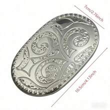 1个西部风格皮带扣，男女通用可互换牛仔裤皮带扣，时尚百搭的古铜色/金色/银色对称几何设计，适用于外套、夹克、腰带，四季皆宜。 - 銀色外貿橢圓圓餅 - 查看 5