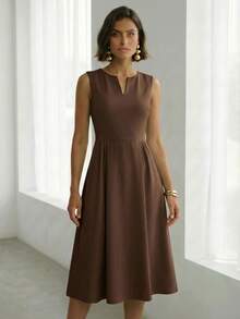 A&DD MODA, REF:Y536 - Women's Dress, Ties On Both Sides, Open Design, Easy To Wear, Elegant Skirt, Suitable For Important Festivals - 巧克力棕 - 查看 4