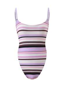 Women's Polka Dot Bodysuit, Y2K Backless Bodycon Romper, Square Neck Thong Bodysuit, Adjustable Shoulder Strap Cami Bodysuit Top, Ultra Thin G-String Bottom, One Piece Camisole Slim Crop Tank Jumpsuit For Summer Streetwear - Màu tím - Xem 10