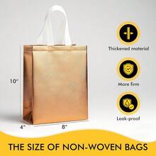 15 Pcs Gold Reusable Bags Bulk, 8x4x10 Inch Elegant Non - Woven Gift Bags Birthday, Wedding, Party Favors, Fashion Accessories Packaging - 玫瑰金-15 件裝 + 1 個(15 件裝) - 查看 2